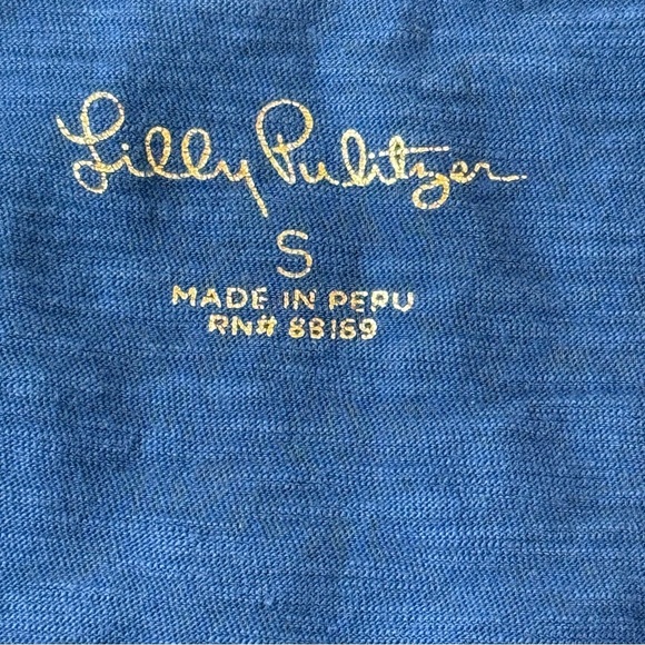 Lilly Pulitzer Blue Short Sleeve Slub Knit Tee Shirt Size S - Picture 6 of 6